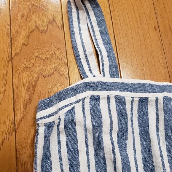 🔺️Gap Blue & White Stripe Linen Blend Apron Romper Shorts Size 00 - Picture 6 of 11